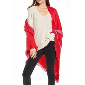 Something Navy Quad Scarf Red Dakota Stripe Red/Pink Luxe 48 in. x 118 in. NEW